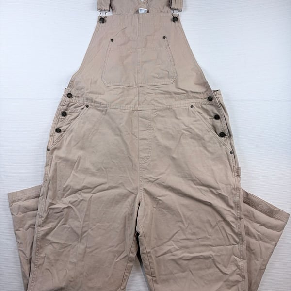 Cherokee Overalls Size XL Tan Cotton Utility Canvas Cargo Pants Bib