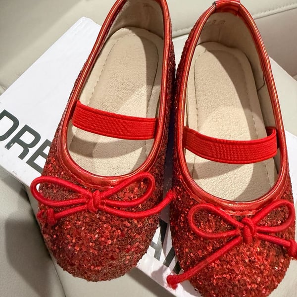 Dream Pairs Mary Jane Flats Size 6 Red Glitter Bow Toddler Shoes