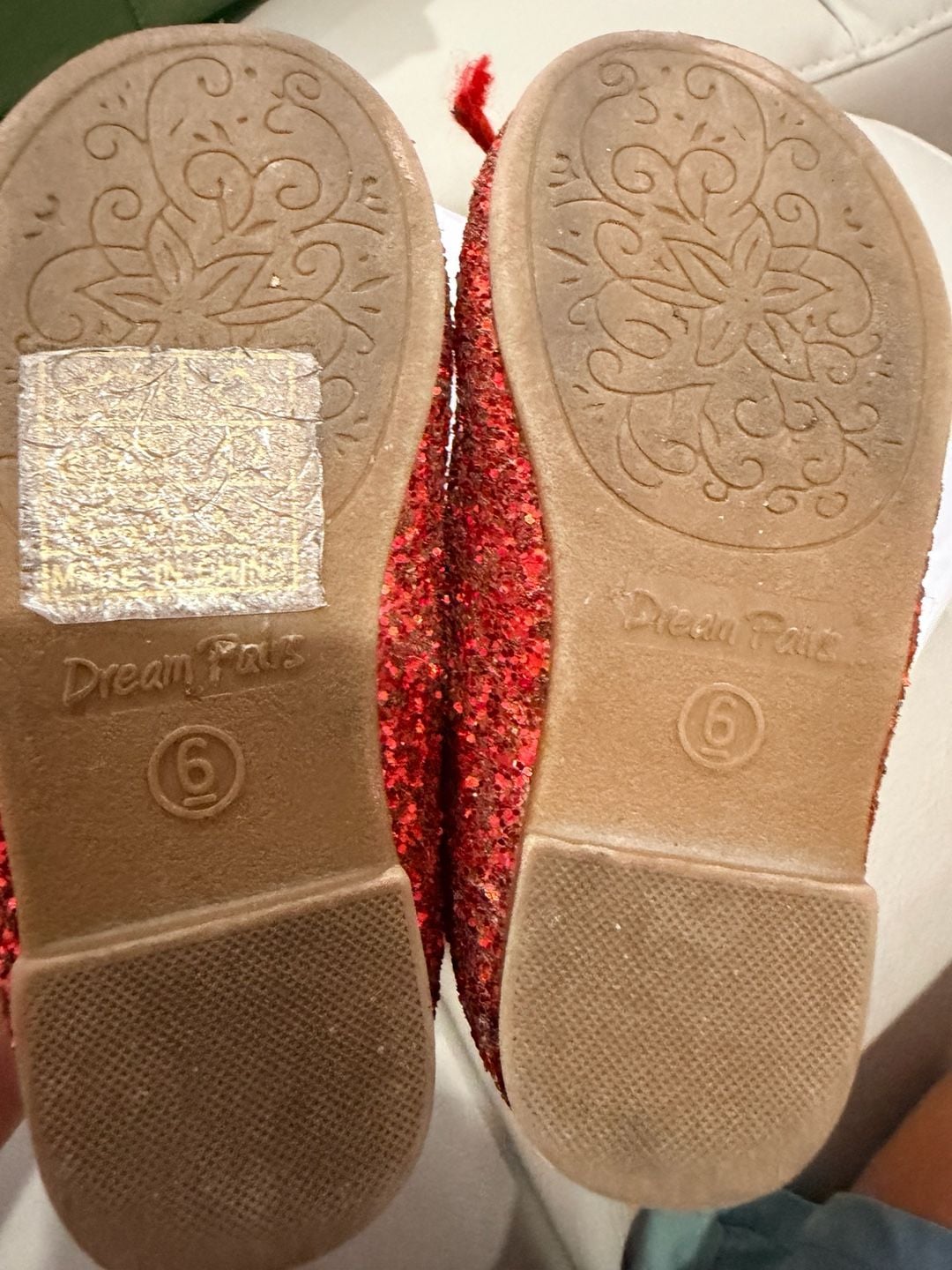 Dream Pairs Mary Jane Flats Size 6 Red Glitter Bow Toddler Shoes 3