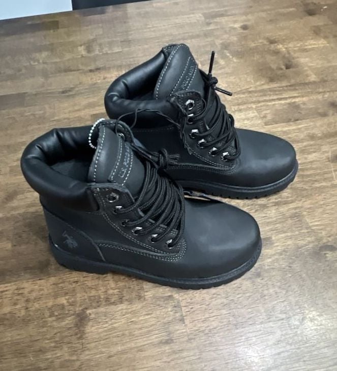 U.S. Polo Assn. Black Leather Work Boots 6