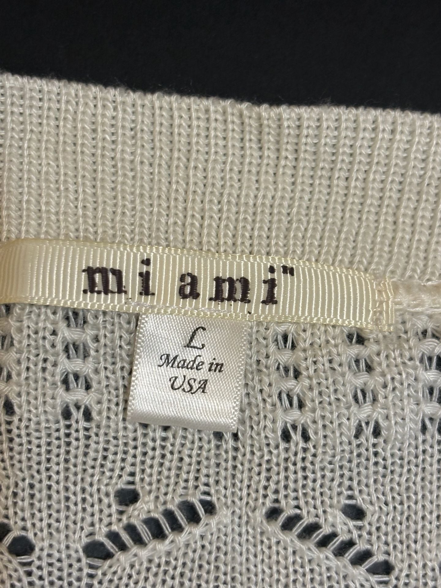 Miami Long Cardigan Size L Beige Open Front Knit Sweater 3