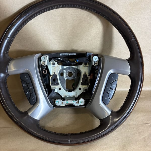 2007–08 Cadillac Escalade Cocoa Wood Leather Heated Steering Wheel 15917947
