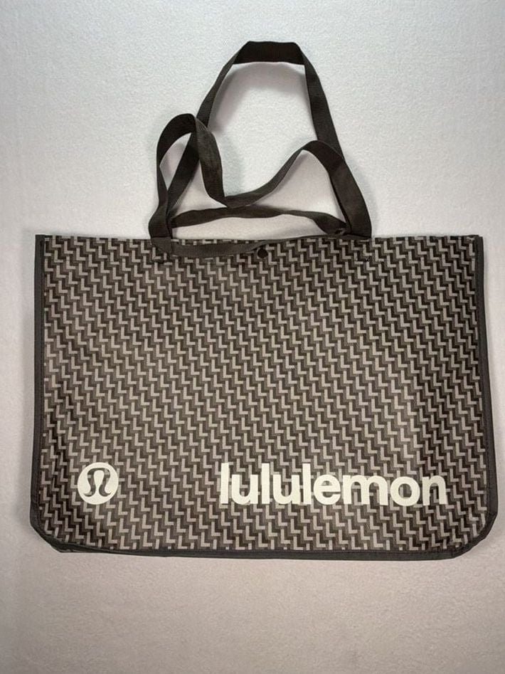 Lululemon Reusable Shopping Tote Bag Brown Geometric Pattern 2