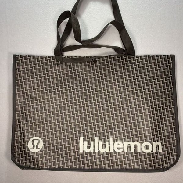Lululemon Reusable Shopping Tote Bag Brown Geometric Pattern