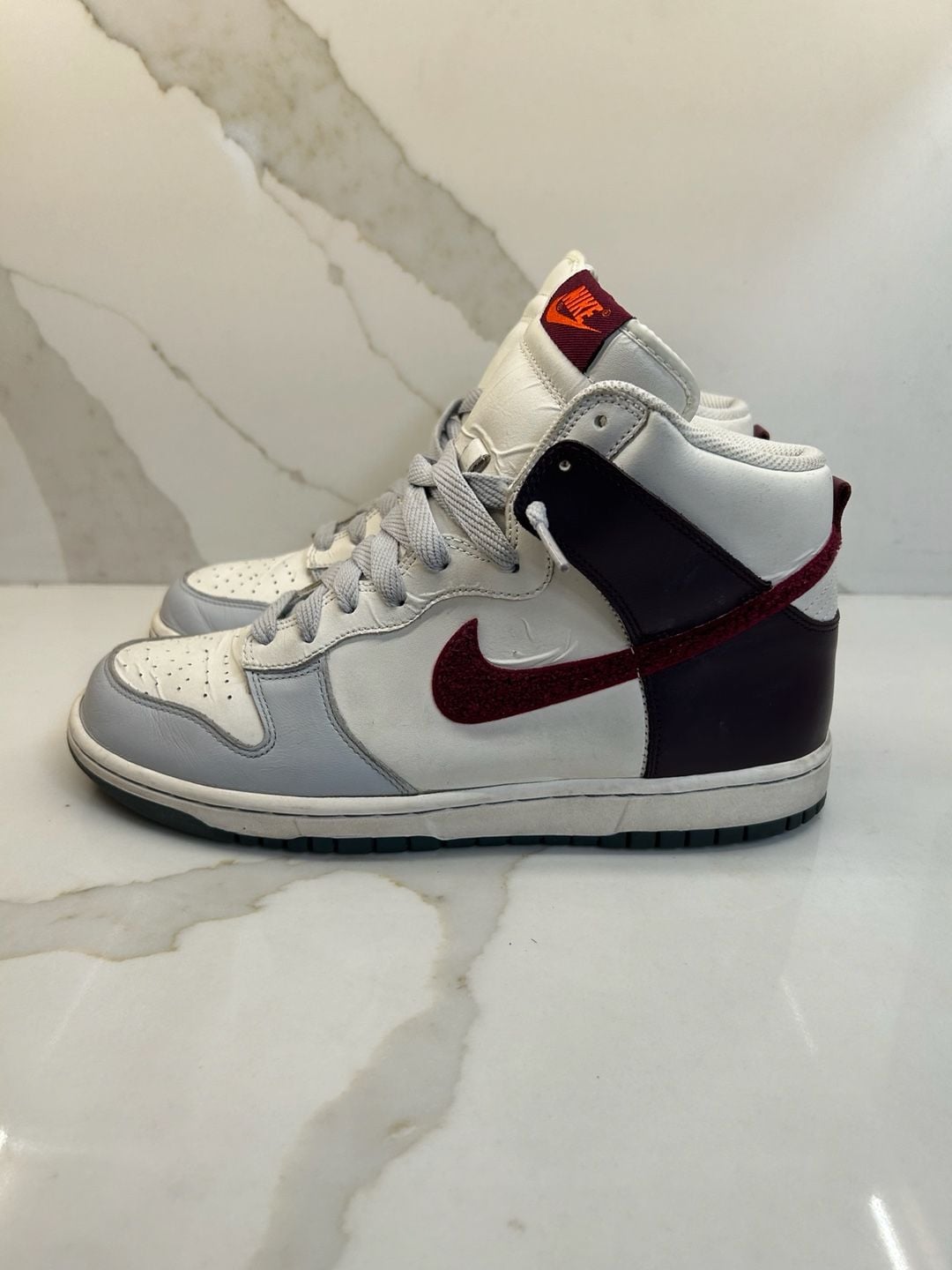 Nike Dunk High Gray Red Wine bBurgundy White Varsity Men's Size 10 2