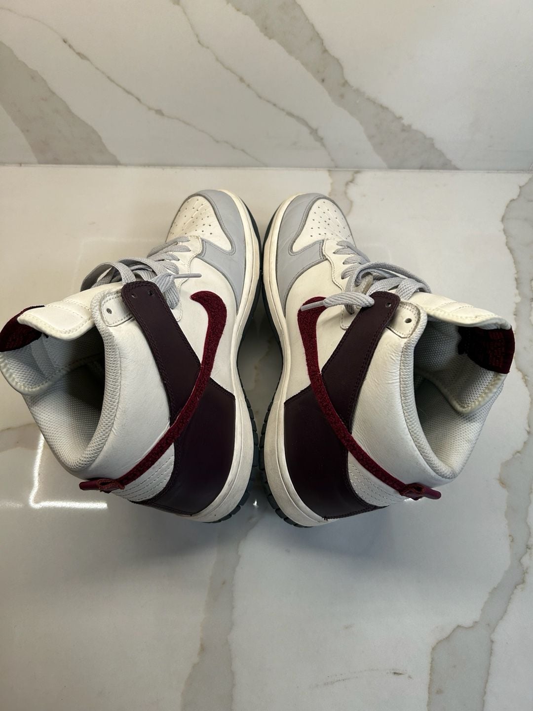 Nike Dunk High Gray Red Wine bBurgundy White Varsity Men's Size 10 4