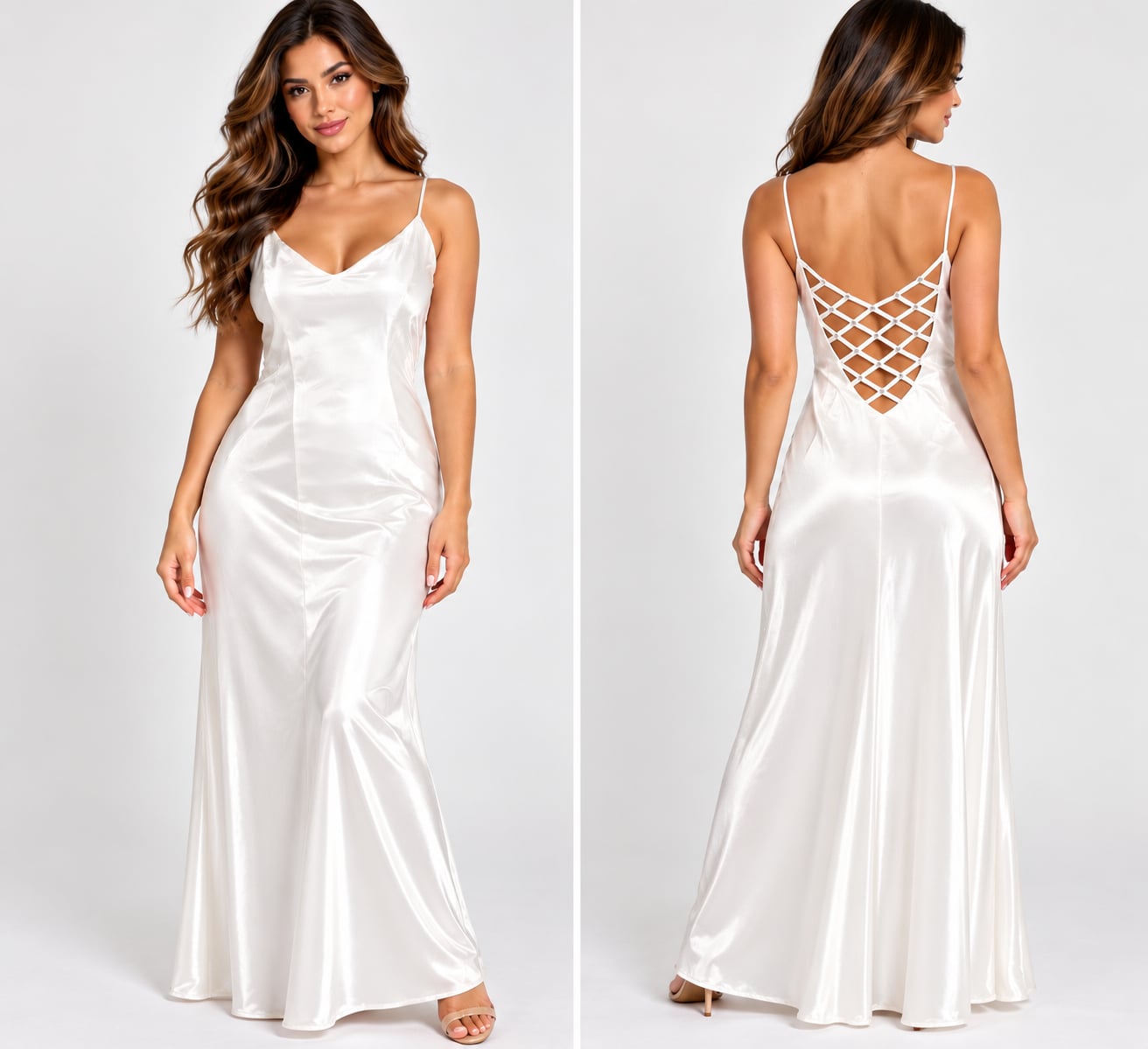 Niki By Niki Livas Maxi Dress White Satin 2