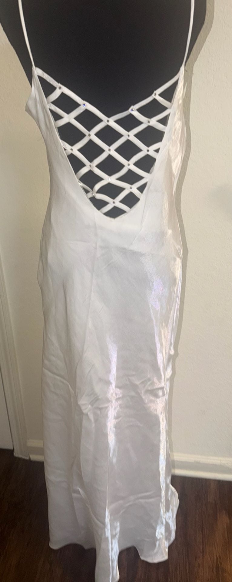 Niki By Niki Livas Maxi Dress White Satin 6