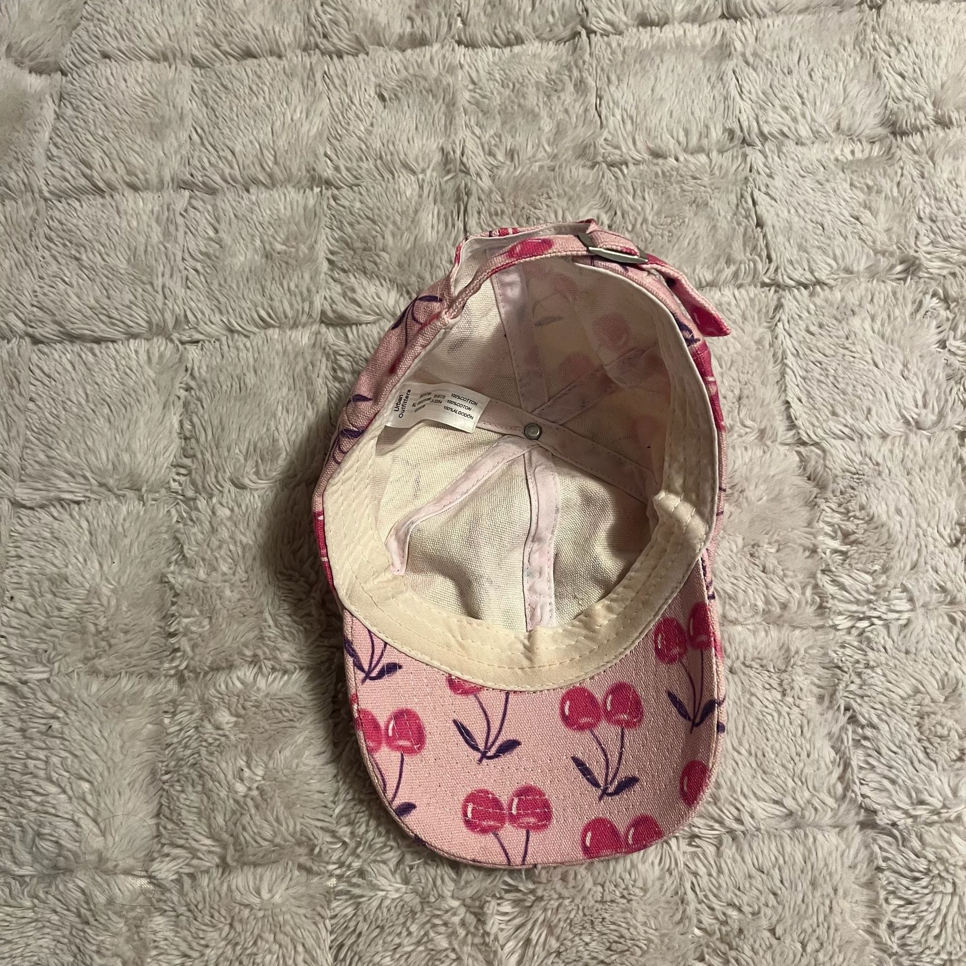 URBAN OUTFITTERS Hat BASEBALL Cap CHERRIES Pink UO-79 Patch Cotton Adjust NWT 3