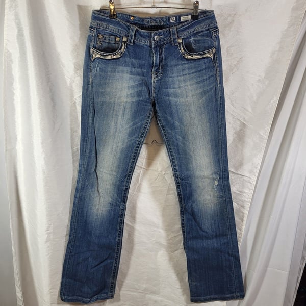 Miss Me Jeans WP5881B2 Size 31 Mid Rise Bootcut Embellished