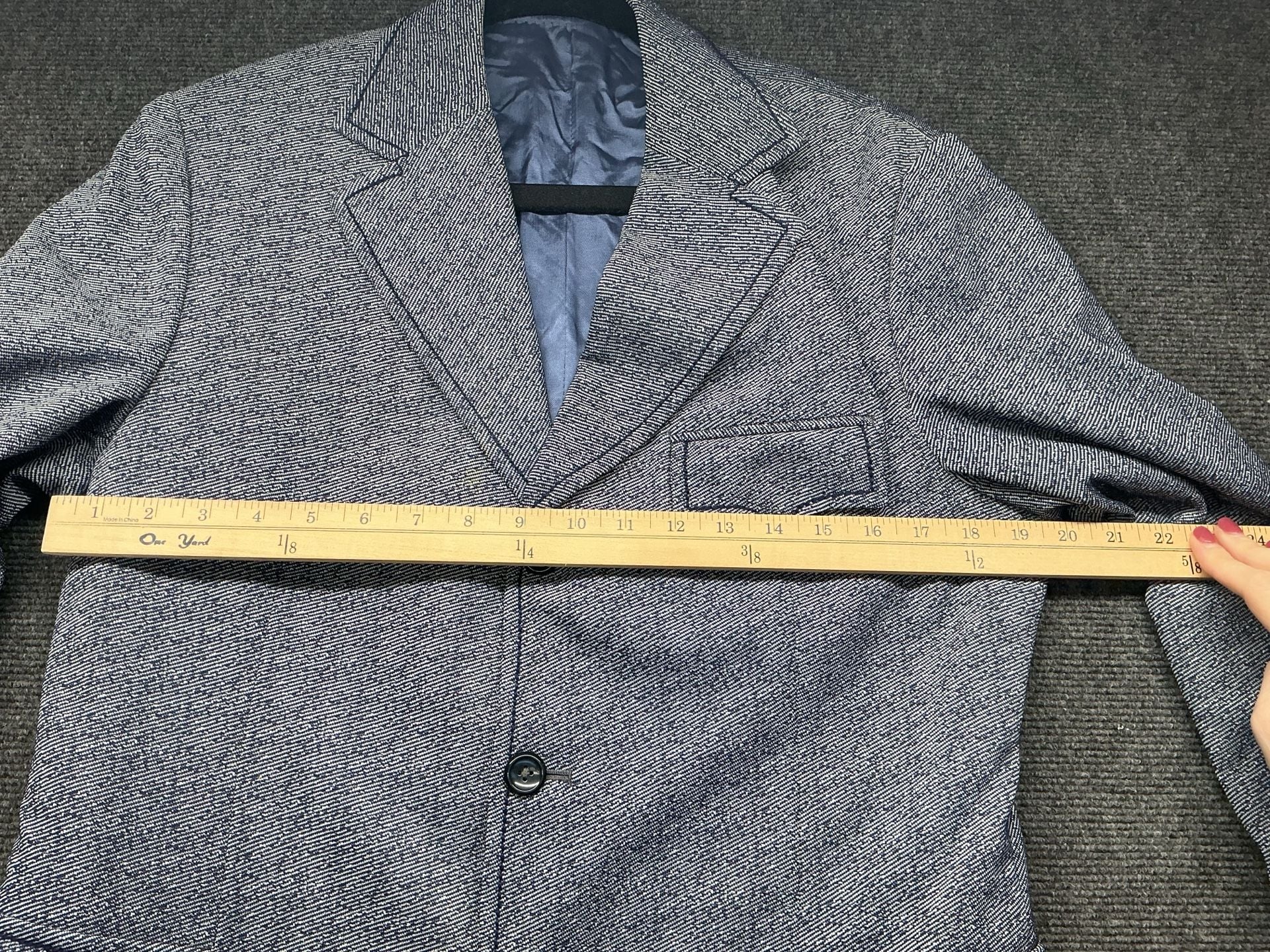 Vintage Herringbone Tweed Sports Jacket Blazer Blue Gray Wool 8
