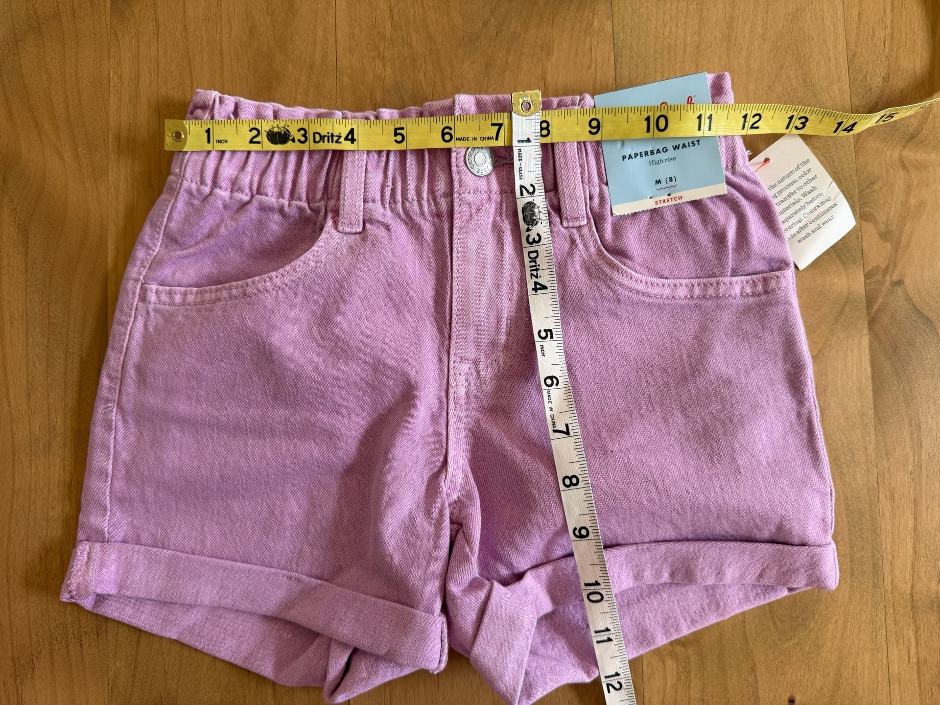 Cat & Jack Paperbag Waist Shorts Size Youth 8 Pink Denim 4