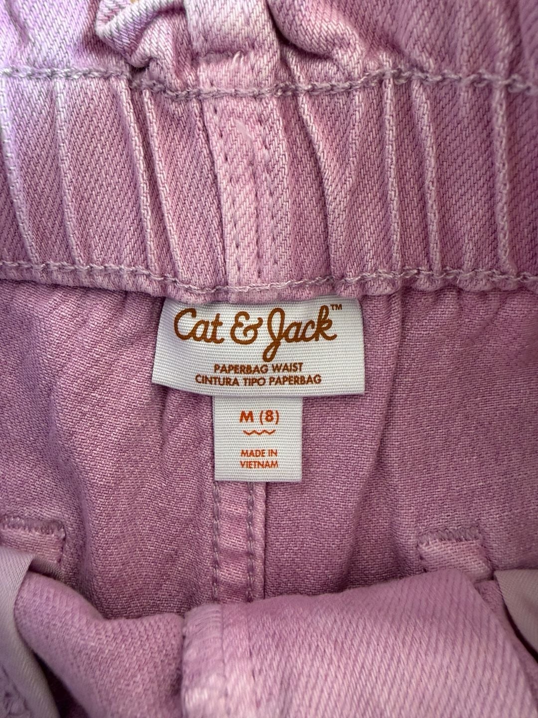 Cat & Jack Paperbag Waist Shorts Size Youth 8 Pink Denim 6
