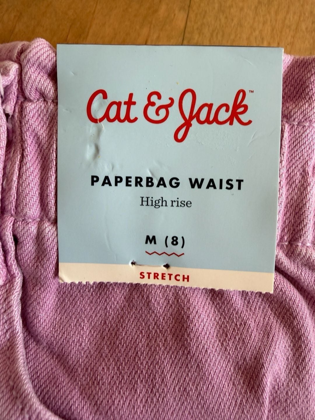 Cat & Jack Paperbag Waist Shorts Size Youth 8 Pink Denim 3
