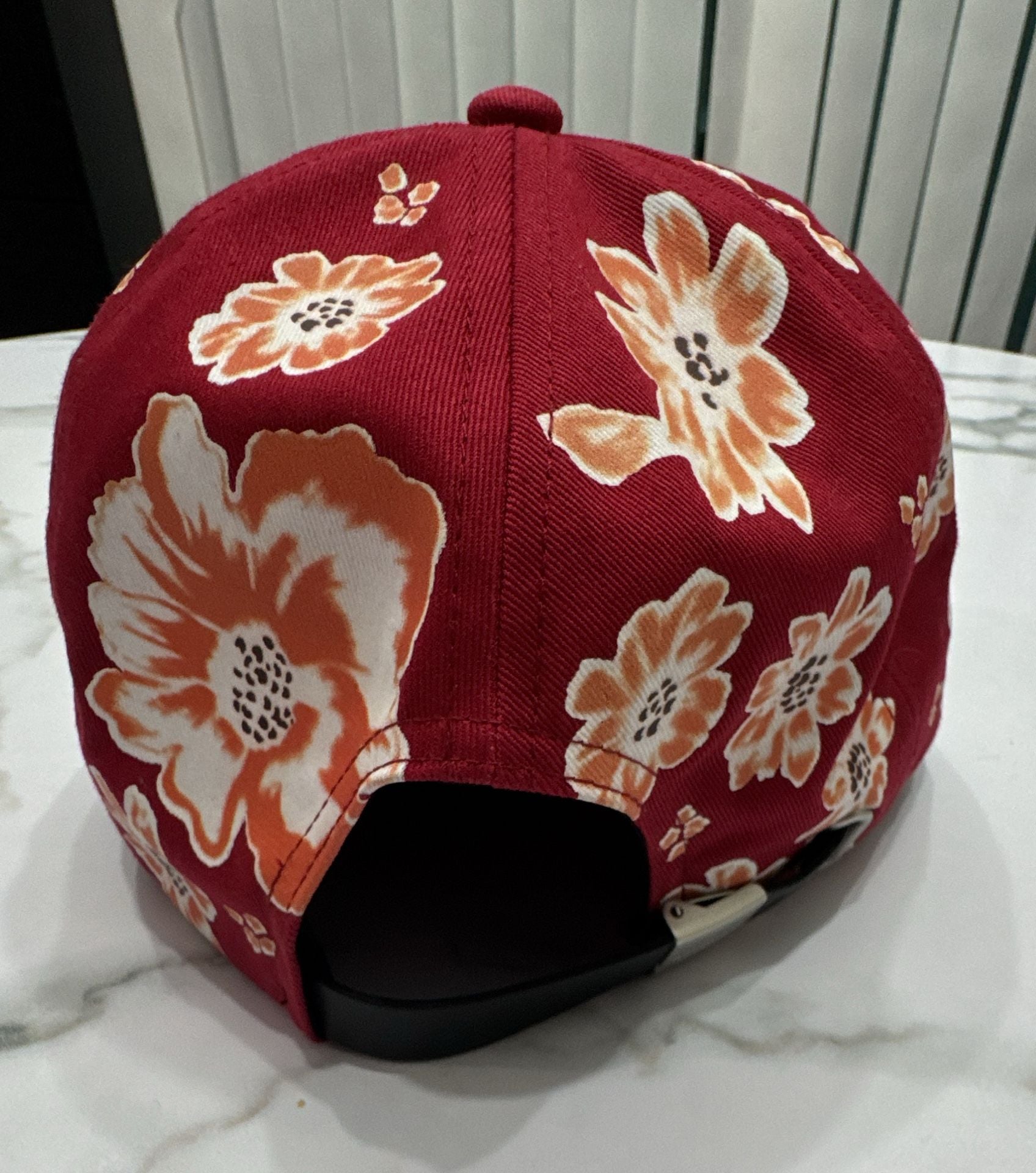 AllSaints Floral Baseball Cap Burgundy Adjustable 4