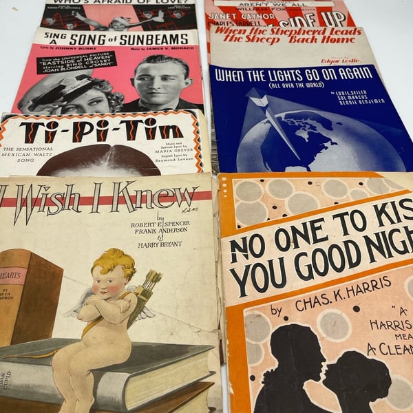 Vintage Sheet Music Lot Of 6 Musical Scores Ephemera