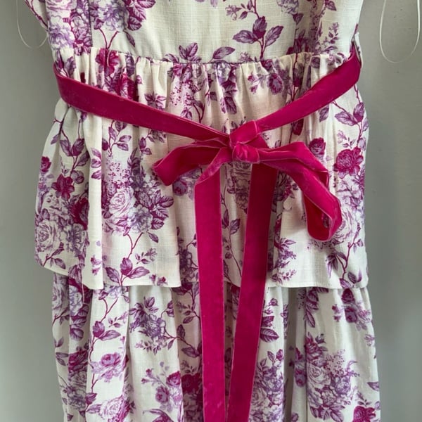 TCEC Floral Print Tiered Midi Dress Size M Pink