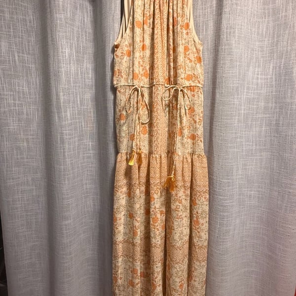 Taylor Floral High Neck Maxi Dress Size 10 Orange Halter Tiered