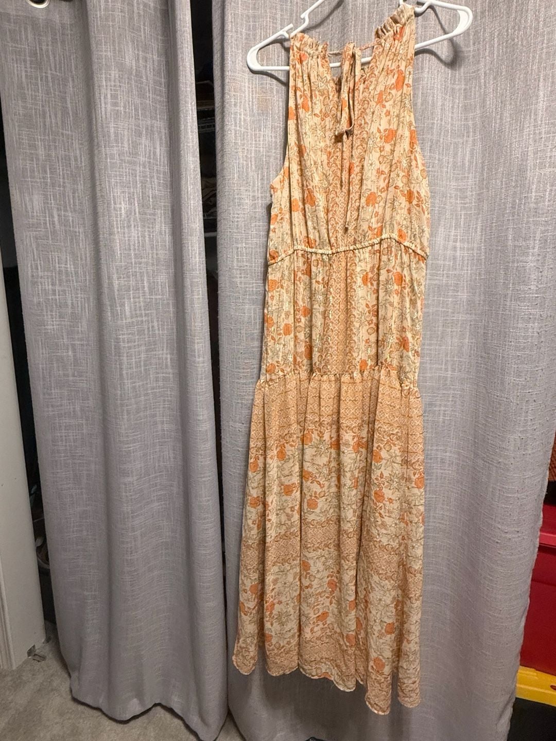 Taylor Floral High Neck Maxi Dress Size 10 Orange Halter Tiered 3