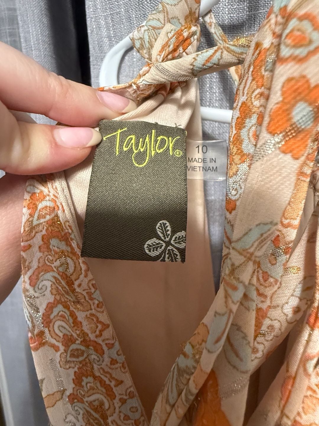 Taylor Floral High Neck Maxi Dress Size 10 Orange Halter Tiered 4