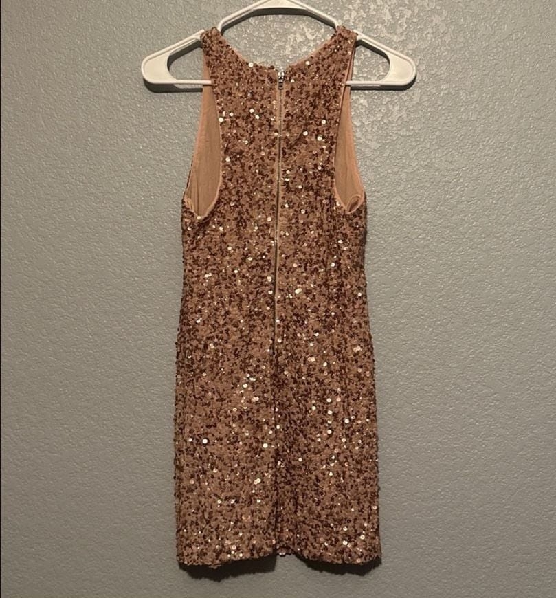Alice + Olivia Kendra Sequin Dress Size Small Rose Gold 8
