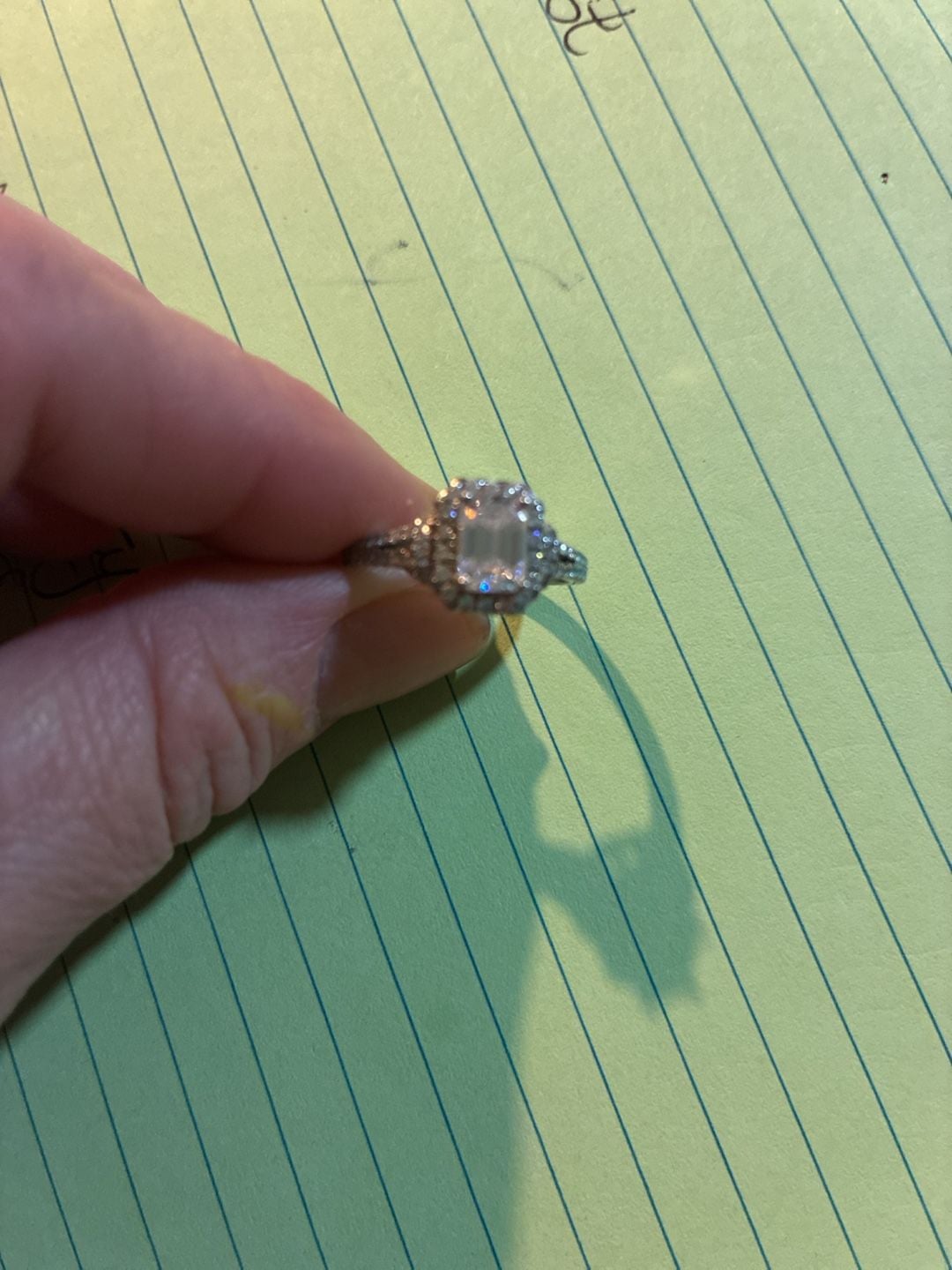 Emerald Cut Halo Engagement Ring With Split Shank 2