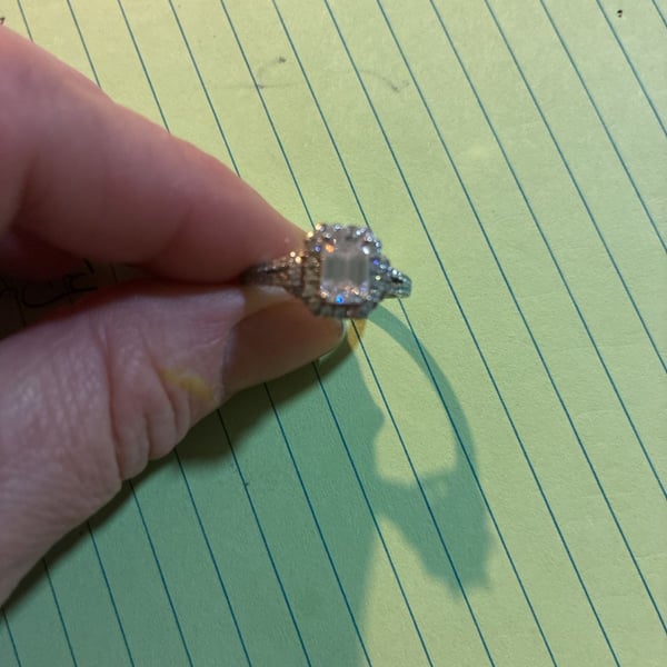 Emerald Cut Halo Engagement Ring With Split Shank