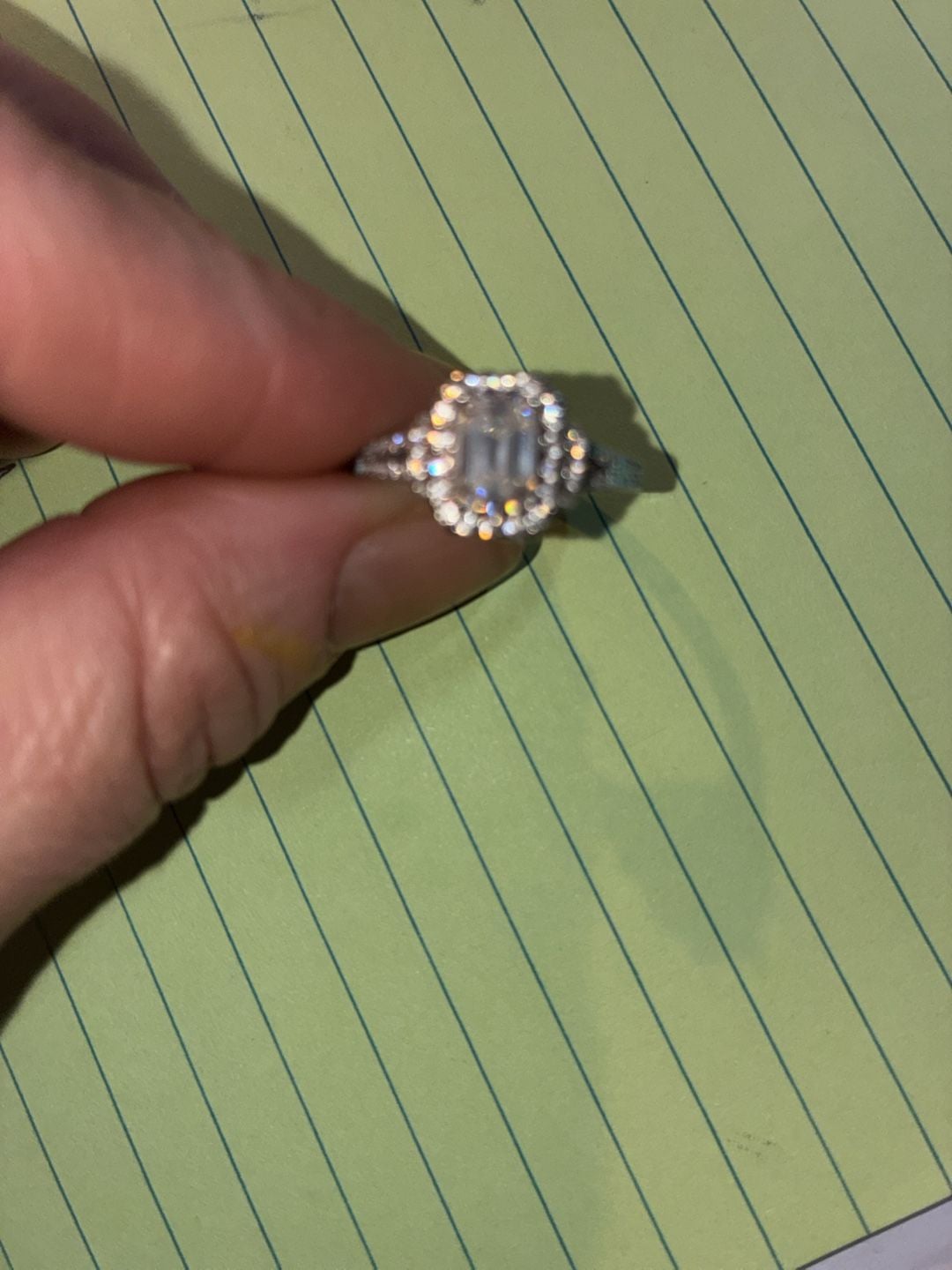 Emerald Cut Halo Engagement Ring With Split Shank 3