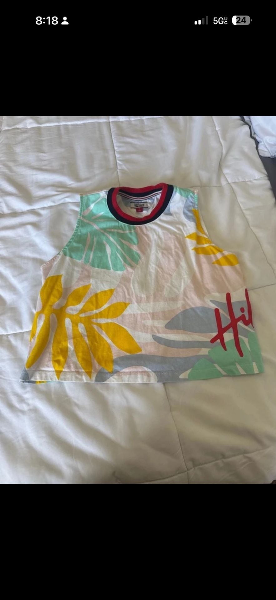 Tommy Hilfiger Denim Tank Top Size M Tropical Print Crop 2