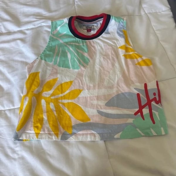 Tommy Hilfiger Denim Tank Top Size M Tropical Print Crop