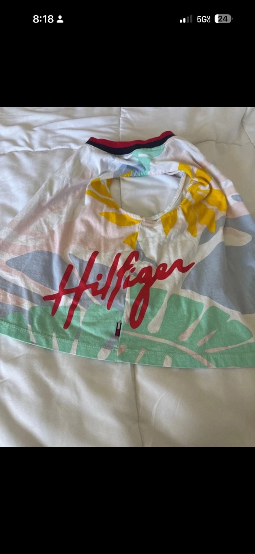 Tommy Hilfiger Denim Tank Top Size M Tropical Print Crop 5