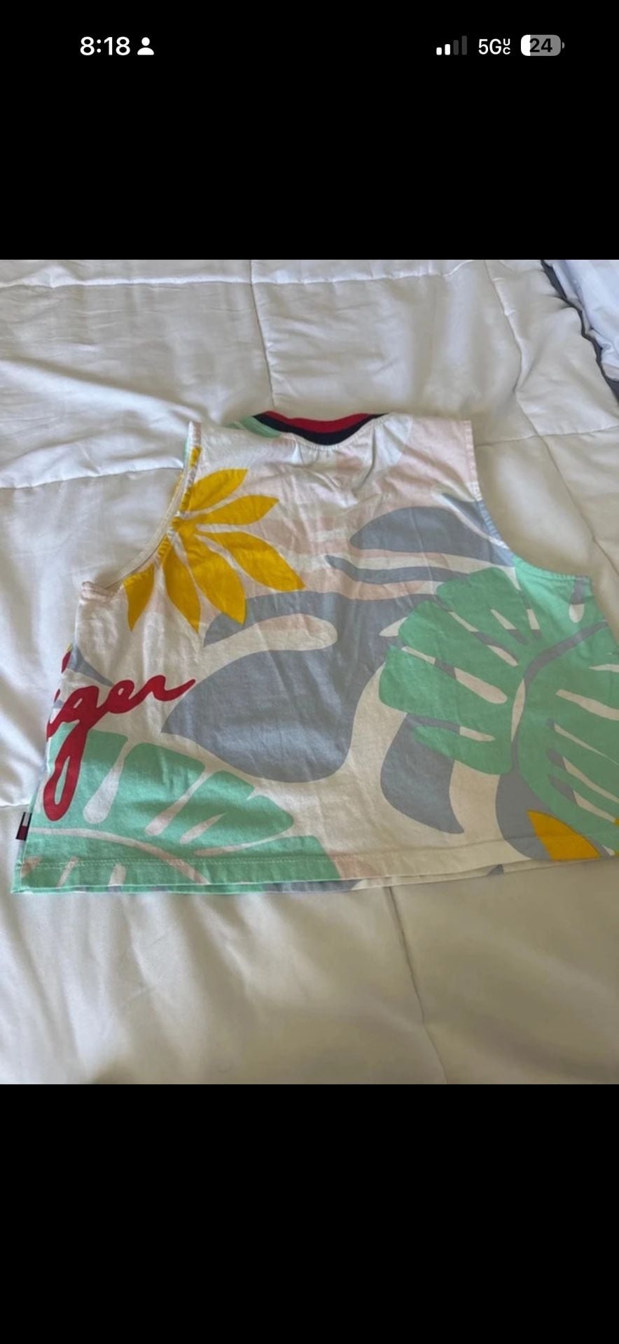 Tommy Hilfiger Denim Tank Top Size M Tropical Print Crop 6