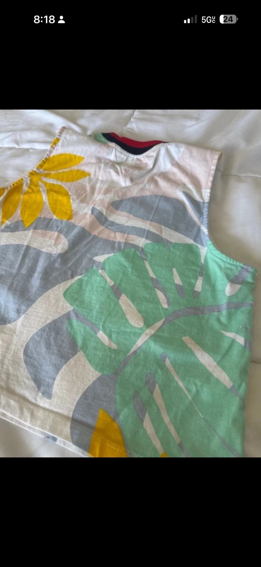 Tommy Hilfiger Denim Tank Top Size M Tropical Print Crop 8