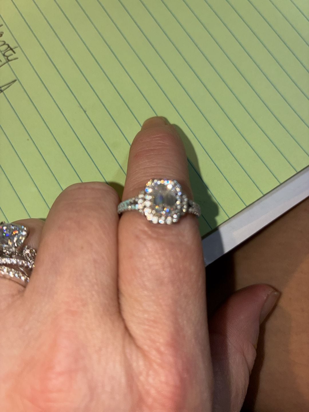 Emerald Cut Halo Engagement Ring With Split Shank 7