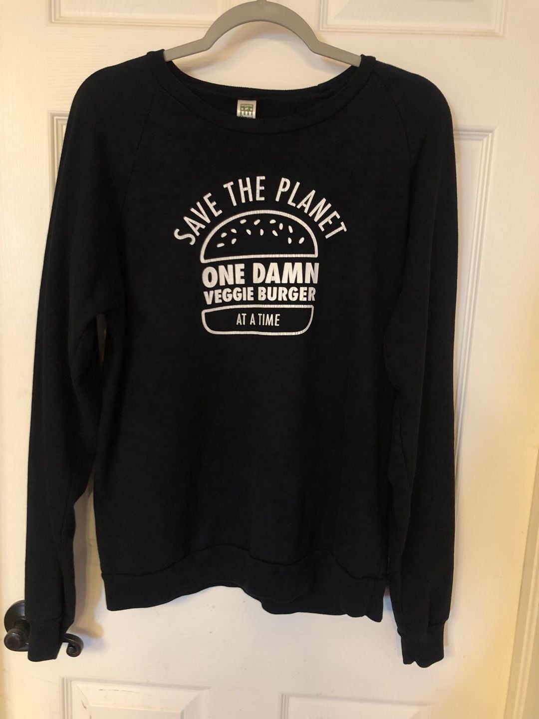 Royal Apparel Save The Planet Veggie Burger Sweatshirt Size MD Black 2