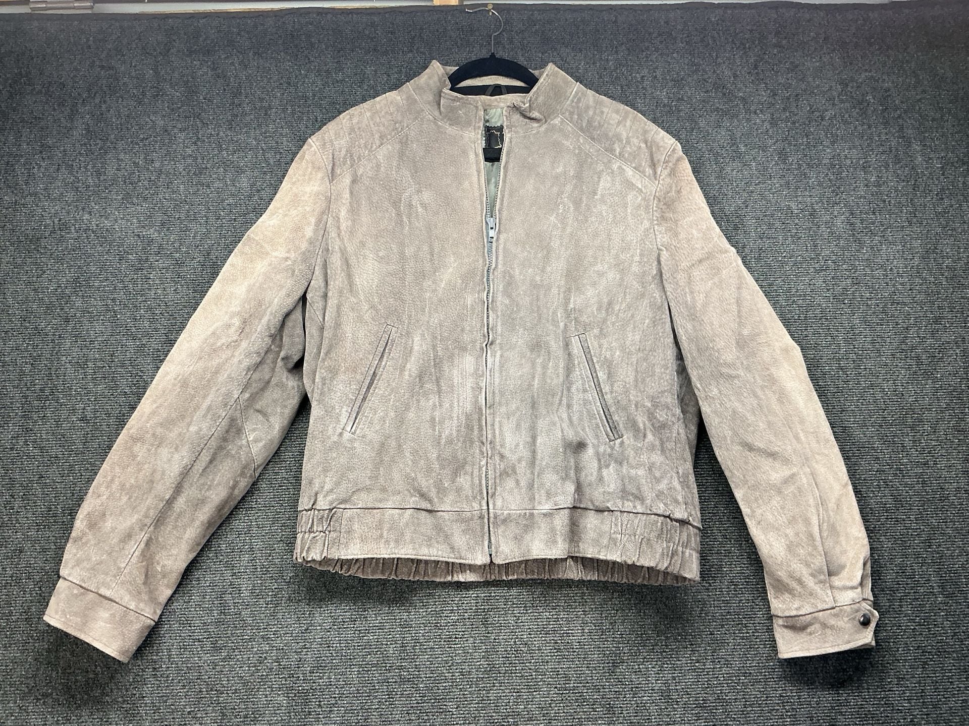 Marquis Of London Suede Leather Bomber Jacket Tan Beige Full Zip 2