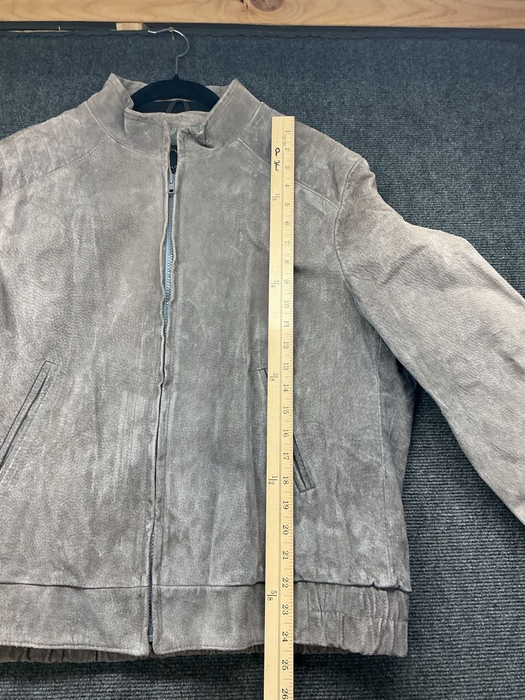 Marquis Of London Suede Leather Bomber Jacket Tan Beige Full Zip 11