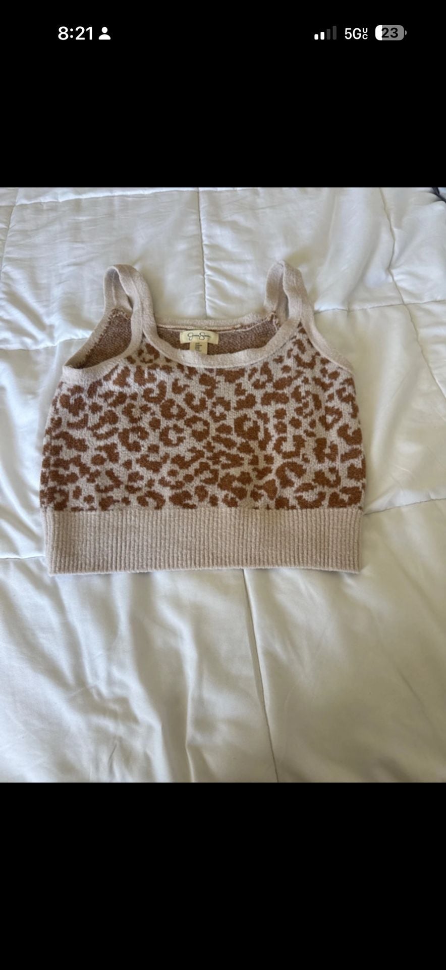 Jessica Simpson Womens Size Small Animal Print Lace Trim Cami Tank Top 2