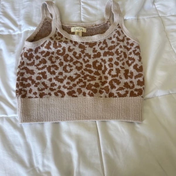 Jessica Simpson Womens Size Small Animal Print Lace Trim Cami Tank Top