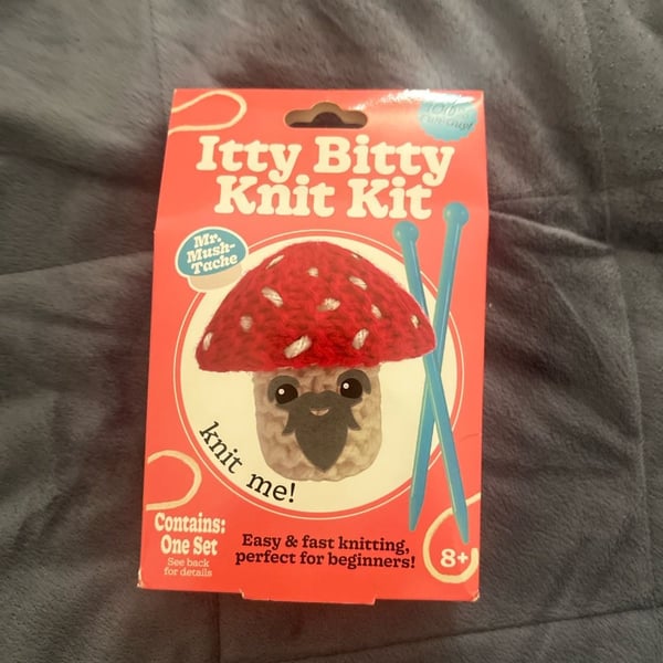 Bright Stripes Itty Bitty Knit Kit Mr. Mush-Tache Mushroom