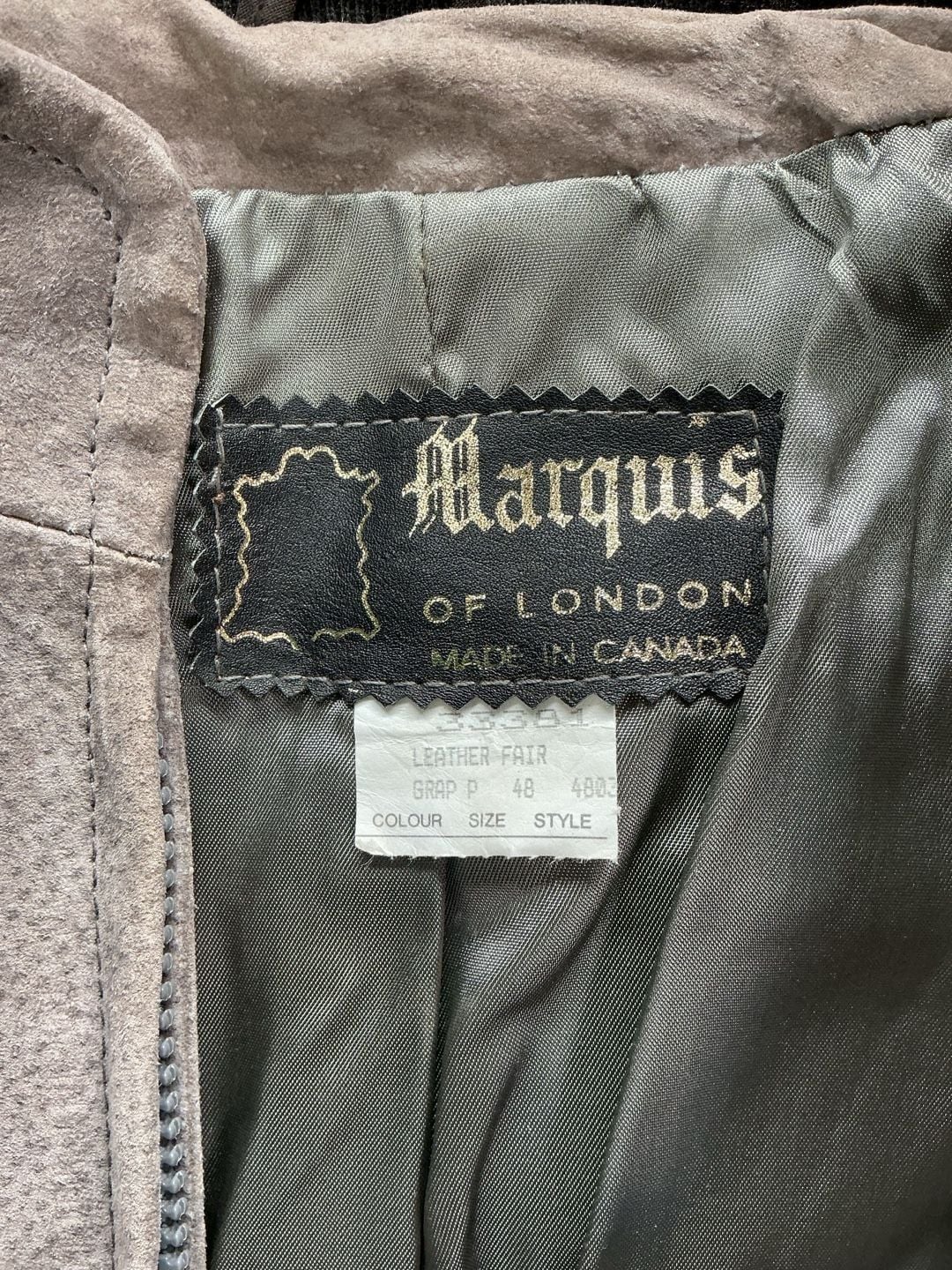 Marquis Of London Suede Leather Bomber Jacket Tan Beige Full Zip 9