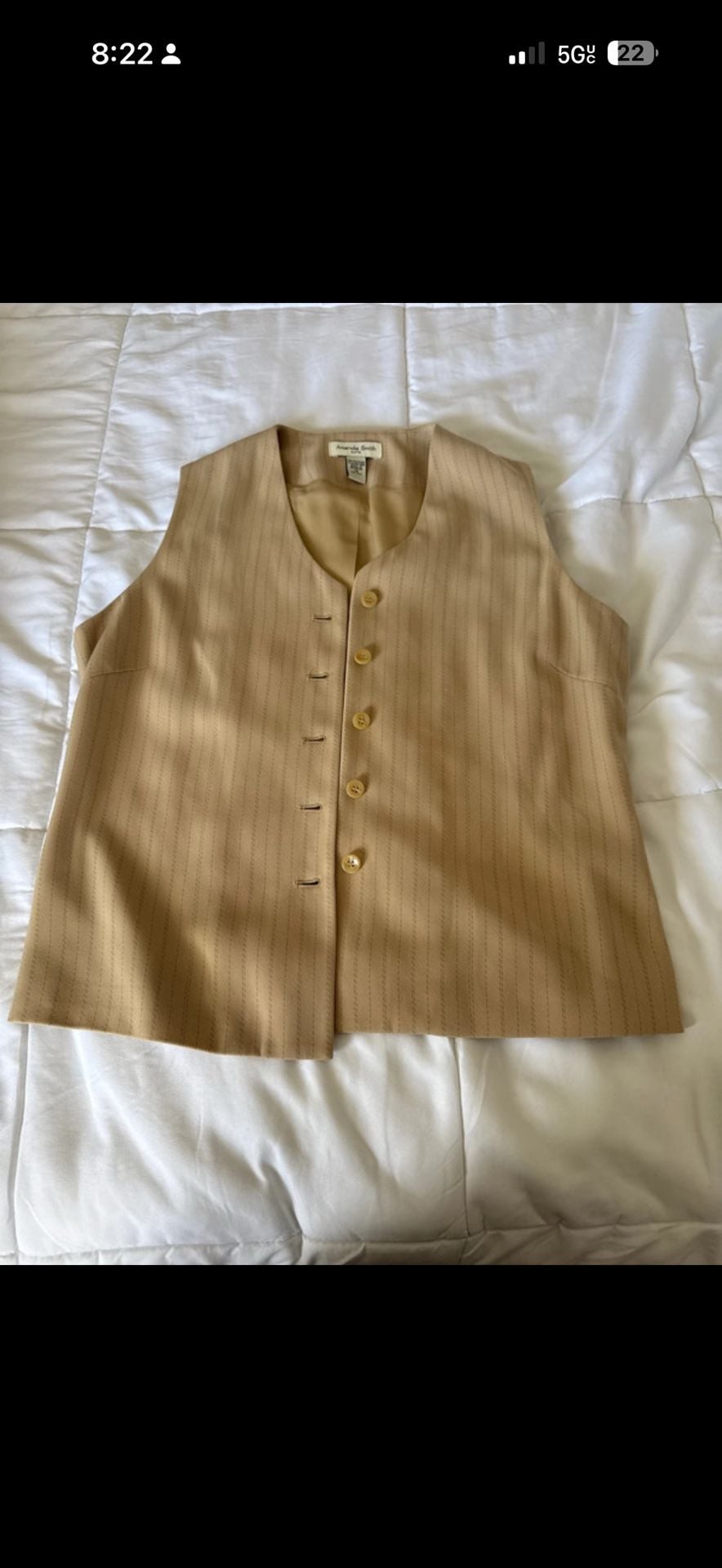 Amanda Smith Pinstripe Vest Size 12Beige 2