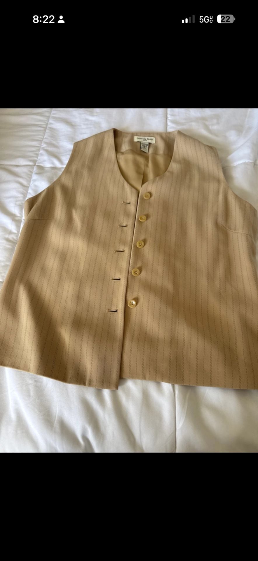 Amanda Smith Pinstripe Vest Size 12Beige 3