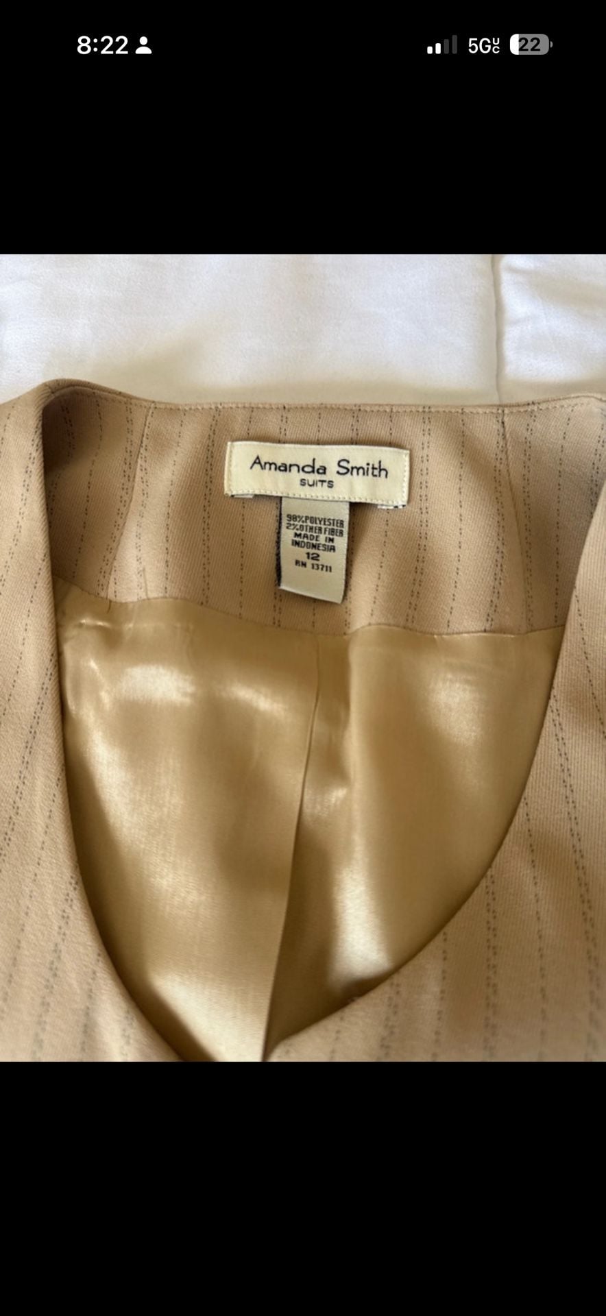 Amanda Smith Pinstripe Vest Size 12Beige 6