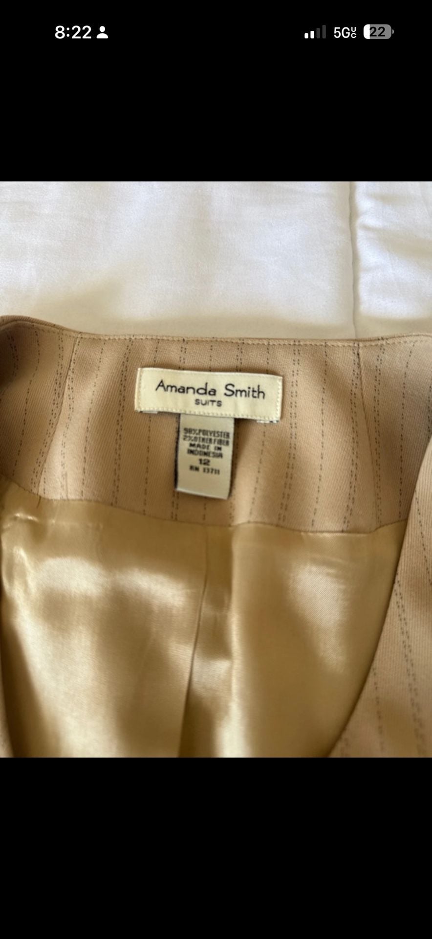 Amanda Smith Pinstripe Vest Size 12Beige 7