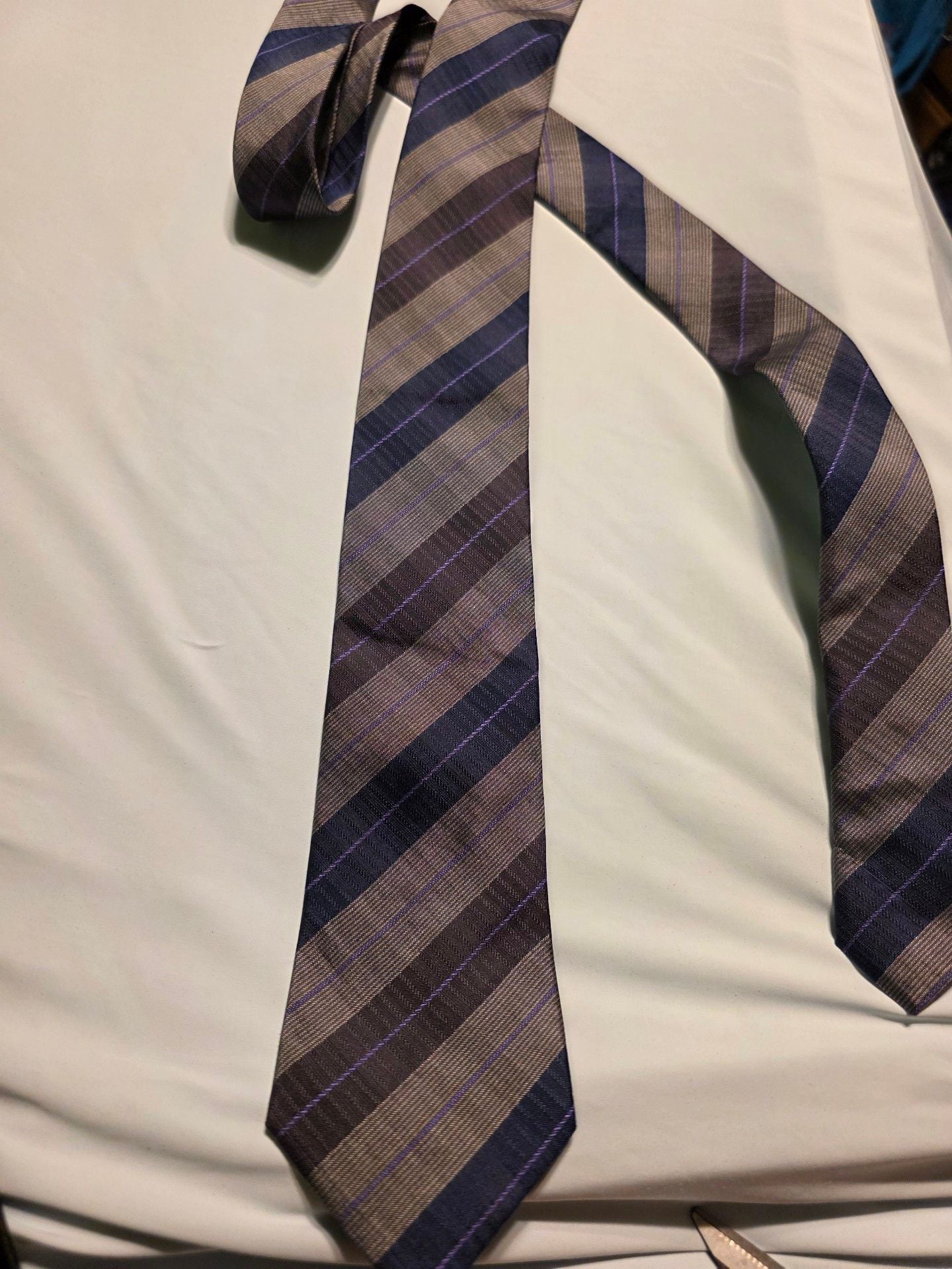 Ermenegildo Zegna Striped Silk Necktie Grey Blue Purple 1