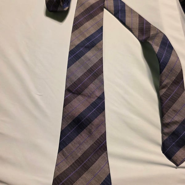 Ermenegildo Zegna Striped Silk Necktie Grey Blue Purple