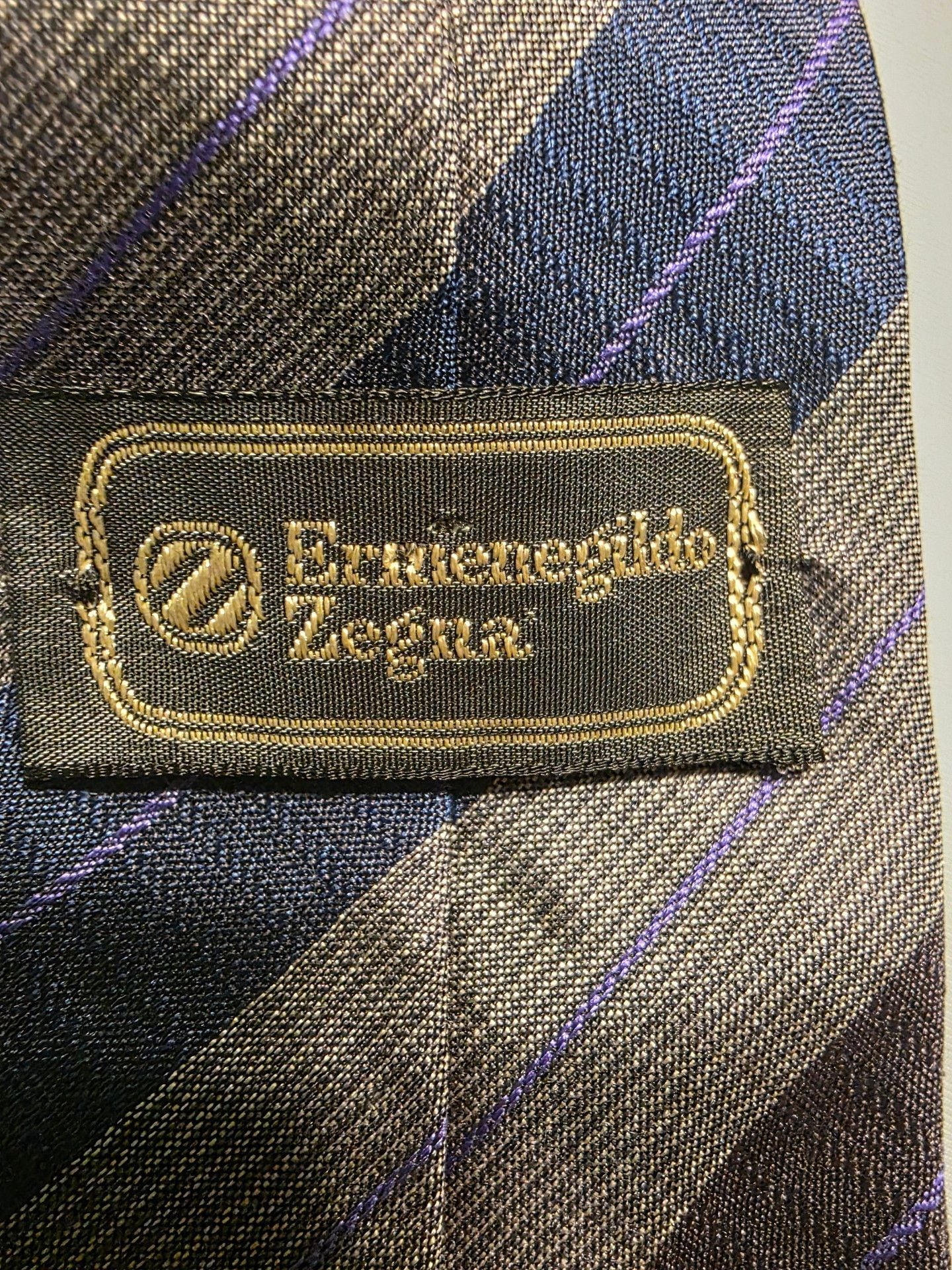 Ermenegildo Zegna Striped Silk Necktie Grey Blue Purple 3