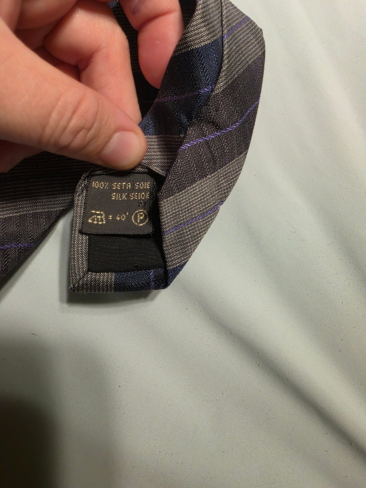 Ermenegildo Zegna Striped Silk Necktie Grey Blue Purple 5