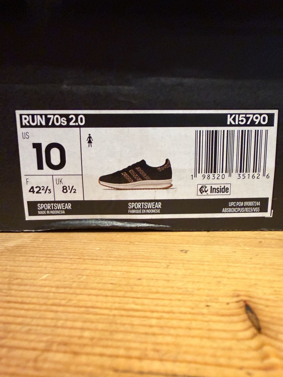 Adidas Run 70s 2.0 Size 10 Black Leopard Print Sneakers 7